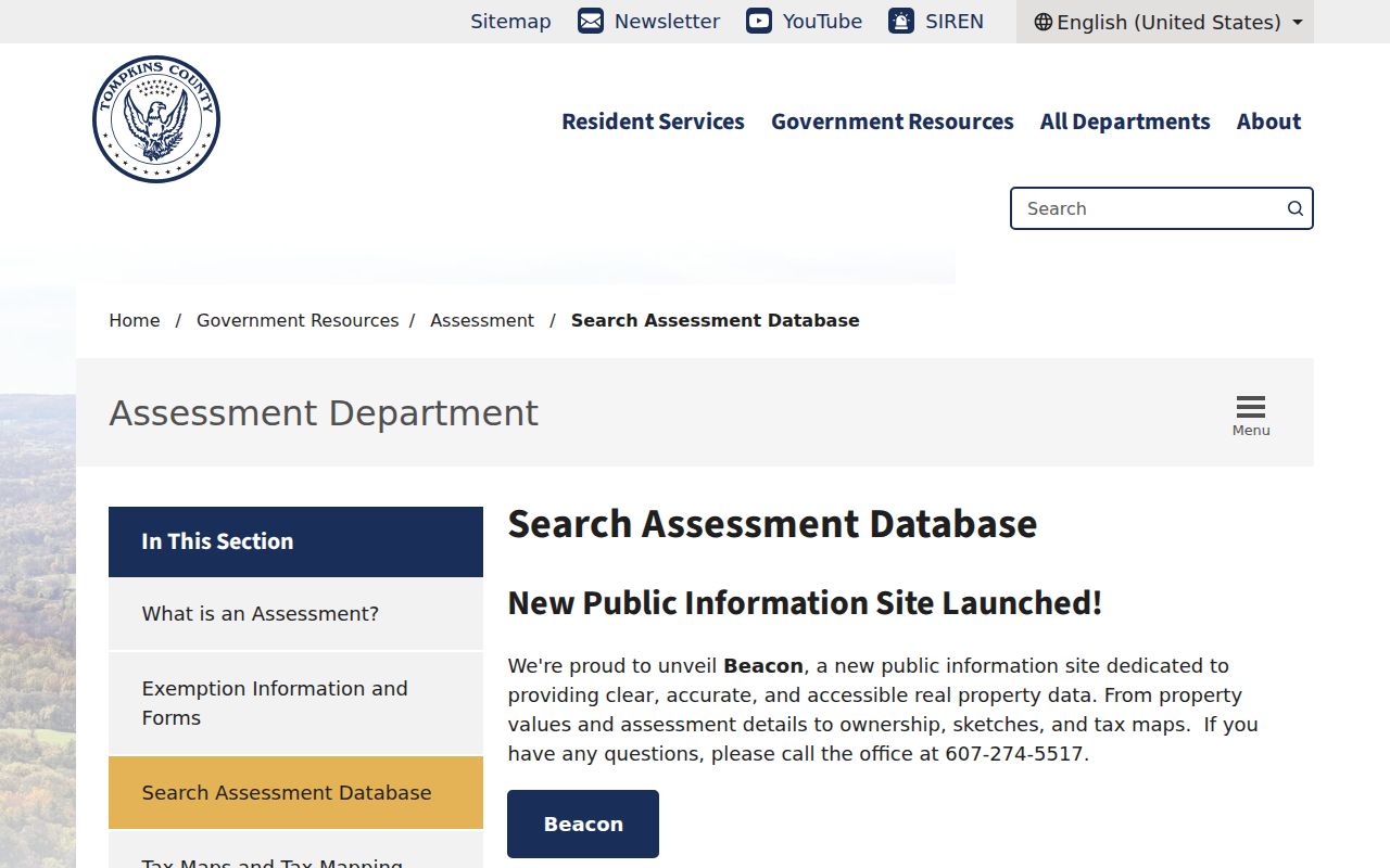 Town of Ithaca residents directory County Beacon assessment search route